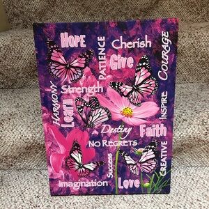 Wall Canvas Butterfly Inspirational Words • Like New 💜🩷